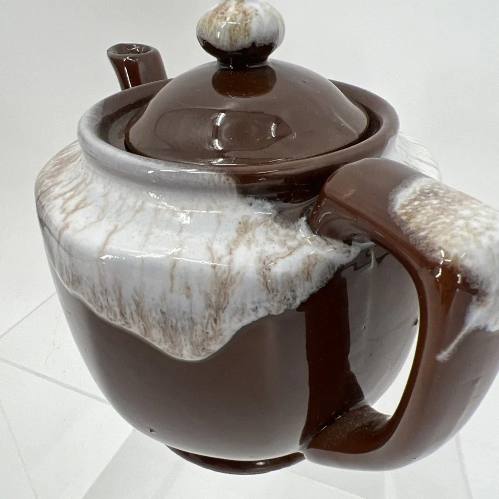 Vintage Brown Drip Glaze Ceramic Teapot MCM Grannycore‎ Made In Japan